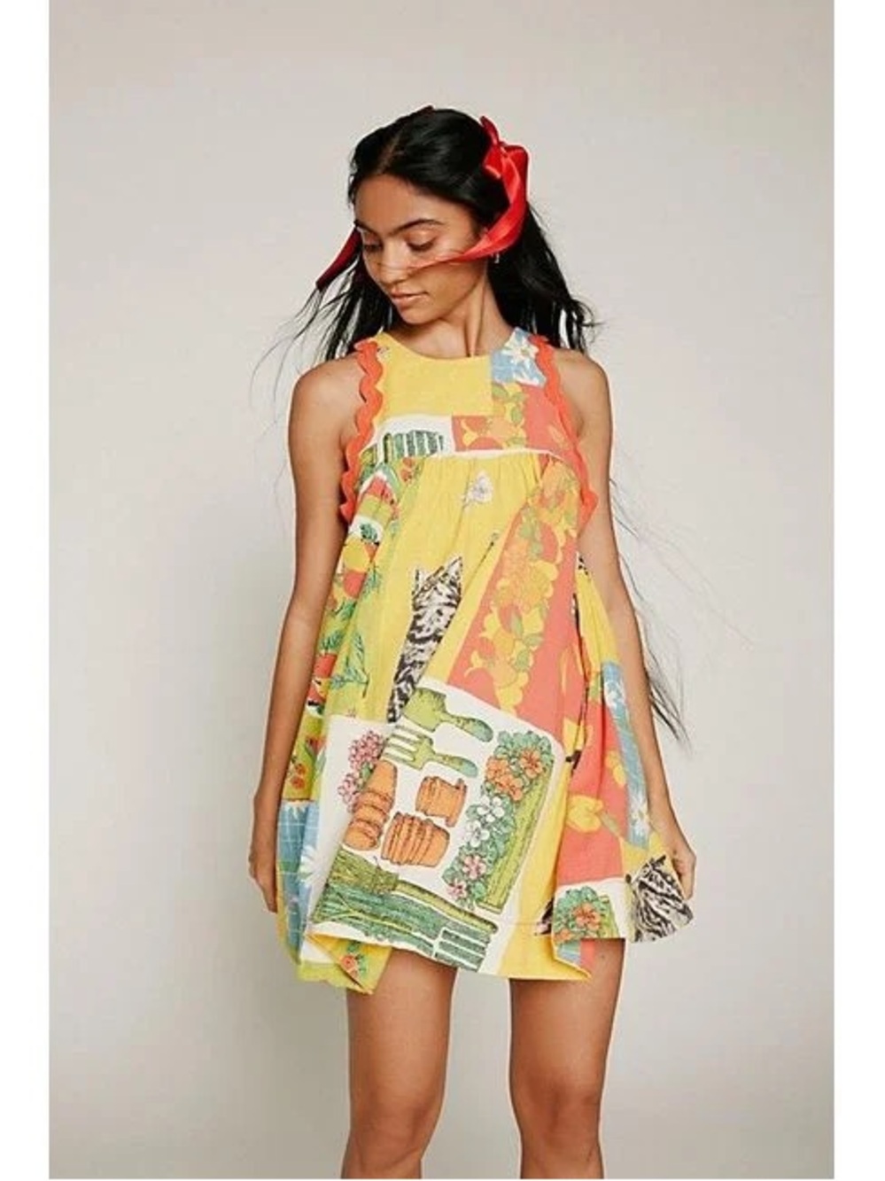 Kimchi Blue Patchwork Scalloped Babydoll Dress